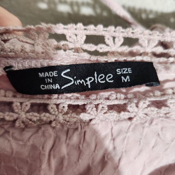 Simplee Dress Womens Medium Light Pink Maxi Dress Ruffle Sleeves & Lace Fairy - Picture 2 of 13